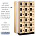 Salsbury 12" Wide Six Tier Box Style Designer Wood Locker - 3 Wide - 6 Feet High - 15 Inches Deep - Maple - Black Resettable Combination Locks - Sweatfully