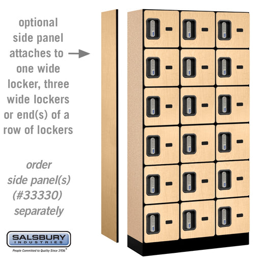 Salsbury 12" Wide Six Tier Box Style Designer Wood Locker - 3 Wide - 6 Feet High - 15 Inches Deep - Maple - Silver Electronic Locks - Sweatfully