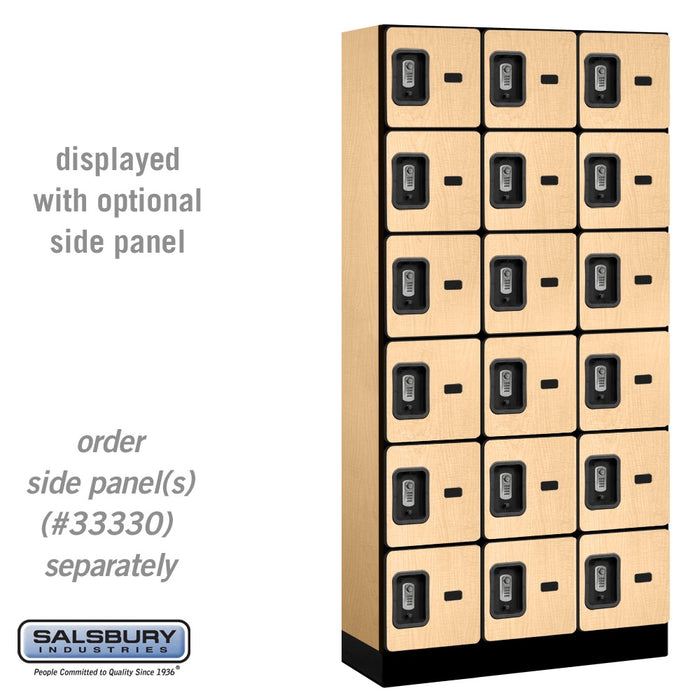 Salsbury 12" Wide Six Tier Box Style Designer Wood Locker - 3 Wide - 6 Feet High - 15 Inches Deep - Maple - Silver Resettable Combination Locks - Sweatfully