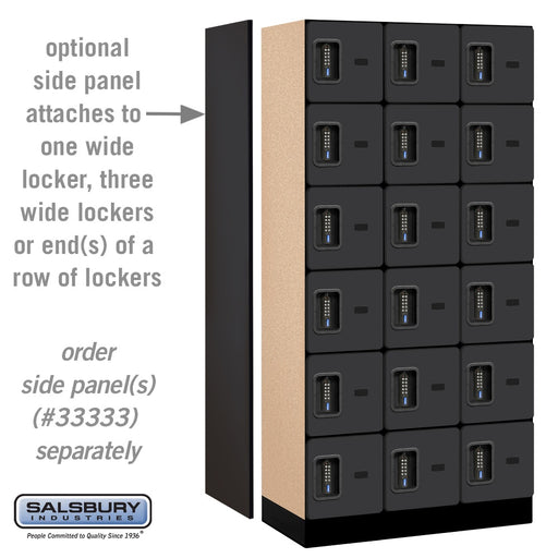 Salsbury 12" Wide Six Tier Box Style Designer Wood Locker - 3 Wide - 6 Feet High - 18 Inches Deep - Black - Black Electronic Locks - Sweatfully