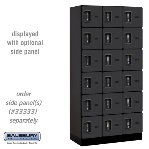 Salsbury 12" Wide Six Tier Box Style Designer Wood Locker - 3 Wide - 6 Feet High - 18 Inches Deep - Black - Black Electronic Locks - Sweatfully