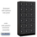 Salsbury 12" Wide Six Tier Box Style Designer Wood Locker - 3 Wide - 6 Feet High - 18 Inches Deep - Black - Silver Resettable Combination Locks - Sweatfully