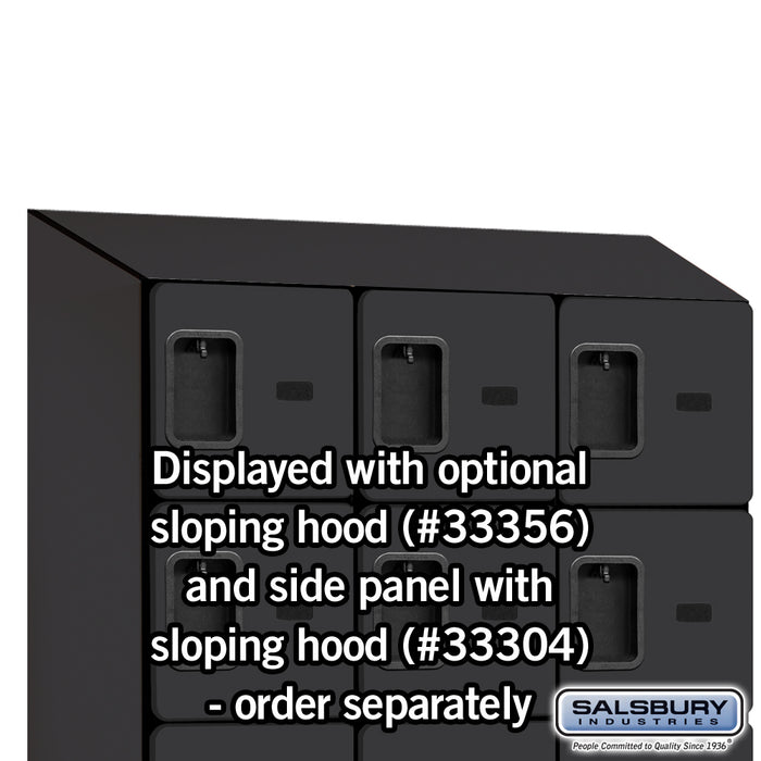 Salsbury 12" Wide Six Tier Box Style Designer Wood Locker - 3 Wide - 6 Feet High - 18 Inches Deep - Black - Hasps - Sweatfully