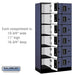 Salsbury 12" Wide Six Tier Box Style Designer Wood Locker - 3 Wide - 6 Feet High - 18 Inches Deep - Blue - Black Electronic Locks - Sweatfully