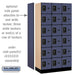 Salsbury 12" Wide Six Tier Box Style Designer Wood Locker - 3 Wide - 6 Feet High - 18 Inches Deep - Blue - Black Resettable Combination Locks - Sweatfully