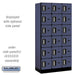 Salsbury 12" Wide Six Tier Box Style Designer Wood Locker - 3 Wide - 6 Feet High - 18 Inches Deep - Blue - Silver Electronic Locks - Sweatfully