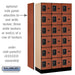 Salsbury 12" Wide Six Tier Box Style Designer Wood Locker - 3 Wide - 6 Feet High - 18 Inches Deep - Cherry - Black Resettable Combination Locks - Sweatfully