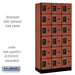Salsbury 12" Wide Six Tier Box Style Designer Wood Locker - 3 Wide - 6 Feet High - 18 Inches Deep - Cherry - Black Resettable Combination Locks - Sweatfully