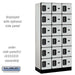 Salsbury 12" Wide Six Tier Box Style Designer Wood Locker - 3 Wide - 6 Feet High - 18 Inches Deep - Gray - Black Electronic Locks - Sweatfully