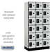 Salsbury 12" Wide Six Tier Box Style Designer Wood Locker - 3 Wide - 6 Feet High - 18 Inches Deep - Gray - Black Resettable Combination Locks - Sweatfully