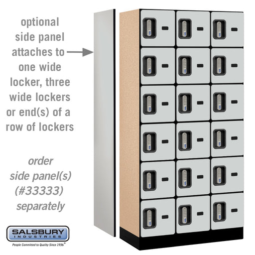 Salsbury 12" Wide Six Tier Box Style Designer Wood Locker - 3 Wide - 6 Feet High - 18 Inches Deep - Gray - Silver Electronic Locks - Sweatfully