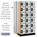 Salsbury 12" Wide Six Tier Box Style Designer Wood Locker - 3 Wide - 6 Feet High - 18 Inches Deep - Gray - Silver Resettable Combination Locks - Sweatfully