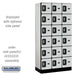 Salsbury 12" Wide Six Tier Box Style Designer Wood Locker - 3 Wide - 6 Feet High - 18 Inches Deep - Gray - Silver Resettable Combination Locks - Sweatfully