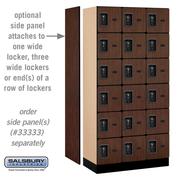 Salsbury 12" Wide Six Tier Box Style Designer Wood Locker - 3 Wide - 6 Feet High - 18 Inches Deep - Mahogany - Black Resettable Combination Locks - Sweatfully