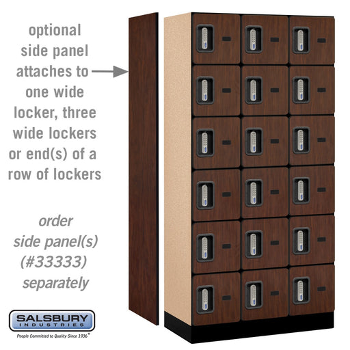 Salsbury 12" Wide Six Tier Box Style Designer Wood Locker - 3 Wide - 6 Feet High - 18 Inches Deep - Mahogany - Silver Electronic Locks - Sweatfully