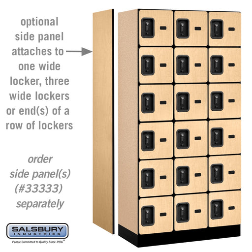 Salsbury 12" Wide Six Tier Box Style Designer Wood Locker - 3 Wide - 6 Feet High - 18 Inches Deep - Maple - Black Resettable Combination Locks - Sweatfully