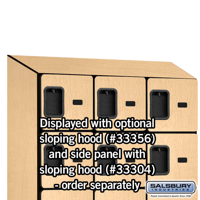 Salsbury 12" Wide Six Tier Box Style Designer Wood Locker - 3 Wide - 6 Feet High - 18 Inches Deep - Maple - Hasps - Sweatfully