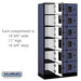 Salsbury 12" Wide Six Tier Box Style Designer Wood Locker - 3 Wide - 6 Feet High - 18 Inches Deep - Blue - Hasps - Sweatfully