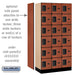 Salsbury 12" Wide Six Tier Box Style Designer Wood Locker - 3 Wide - 6 Feet High - 18 Inches Deep - Cherry - Hasps - Sweatfully