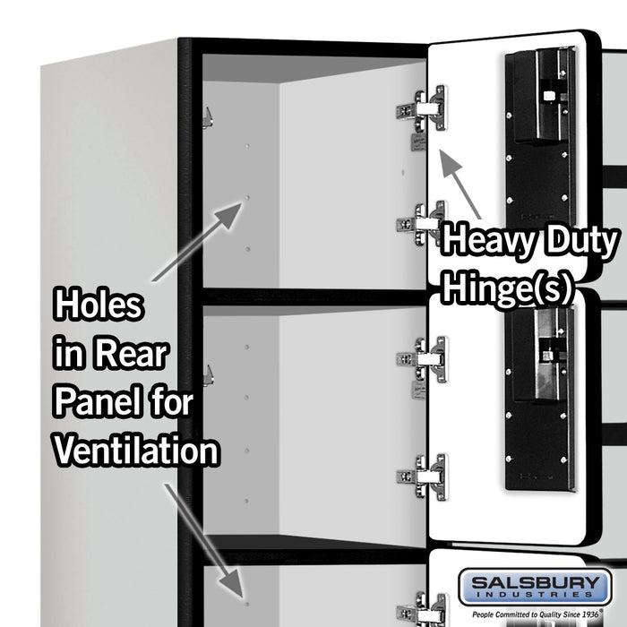 Salsbury 12" Wide Six Tier Box Style Designer Wood Locker - 3 Wide - 6 Feet High - 18 Inches Deep - Gray - Hasps - Sweatfully