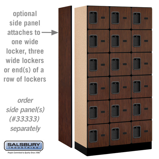 Salsbury 12" Wide Six Tier Box Style Designer Wood Locker - 3 Wide - 6 Feet High - 18 Inches Deep - Mahogany - Hasps - Sweatfully