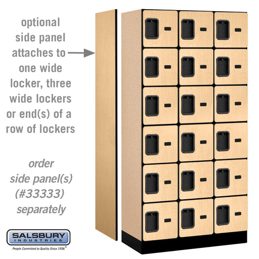 Salsbury 12" Wide Six Tier Box Style Designer Wood Locker - 3 Wide - 6 Feet High - 18 Inches Deep - Maple - Hasps - Sweatfully