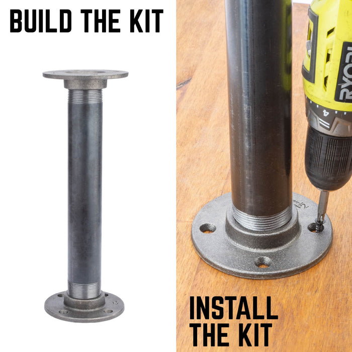 1 1/2 in. x 12 in. Round Flange Pipe Table Legs - 2 Pack - Sweatfully