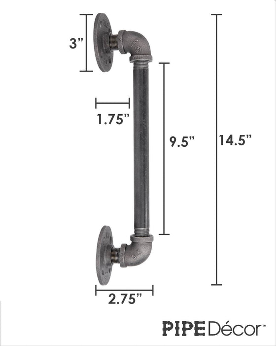 1/2 in. x 10 in. Barn Door Handle - 14.5 in. L - Sweatfully