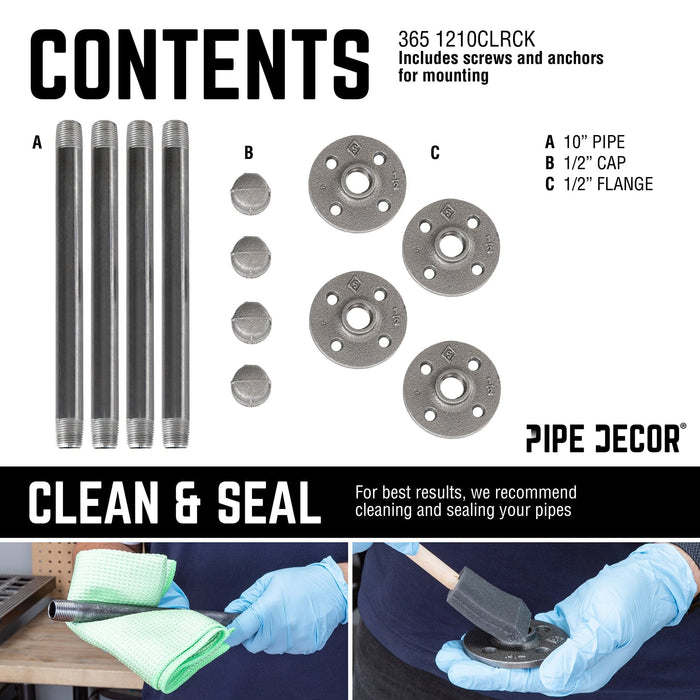 1/2 in. x 10 in. Clothing Hanging Bracket Kit, 4-Pack - Sweatfully