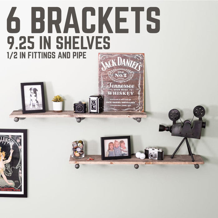 1/2 in. x 10 in. Shelf Bracket Kit, 6 Pack - Sweatfully