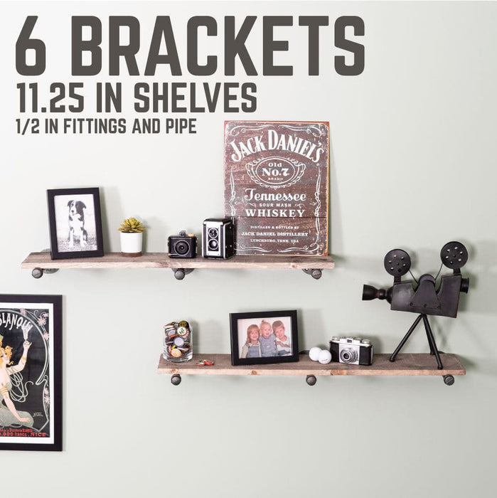 1/2 in. x 12 in. L Shelf Bracket Kit, 6 Pack - Sweatfully