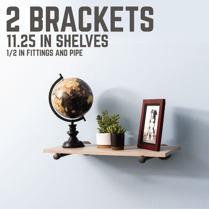 1/2 in. x 12 in. L Shelf Bracket Kit, 2 Pack - Sweatfully