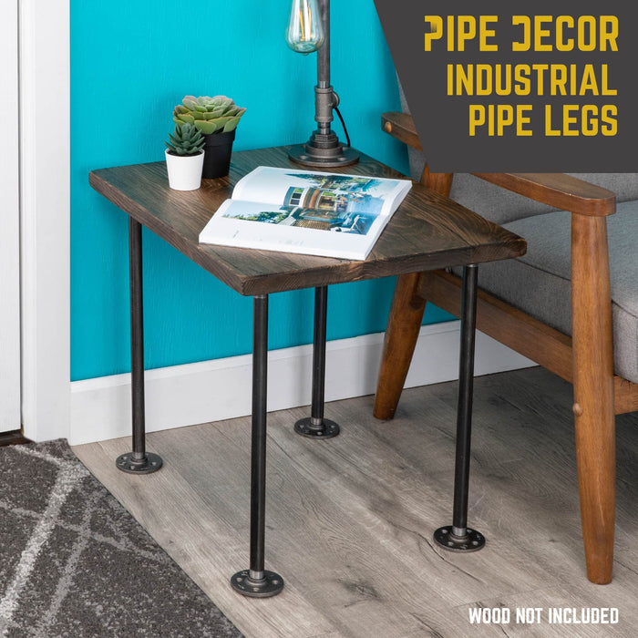 1/2 in. x 18 in. Round Flange Pipe Table Legs - 4 Pack - Sweatfully
