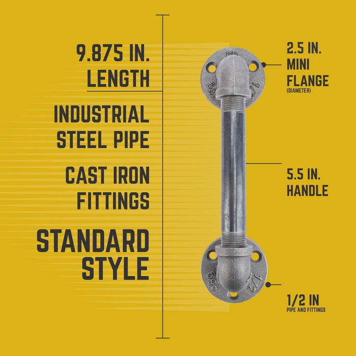 1/2 in. Barn Door Handle - Mini Flange - 9.875 L - Sweatfully