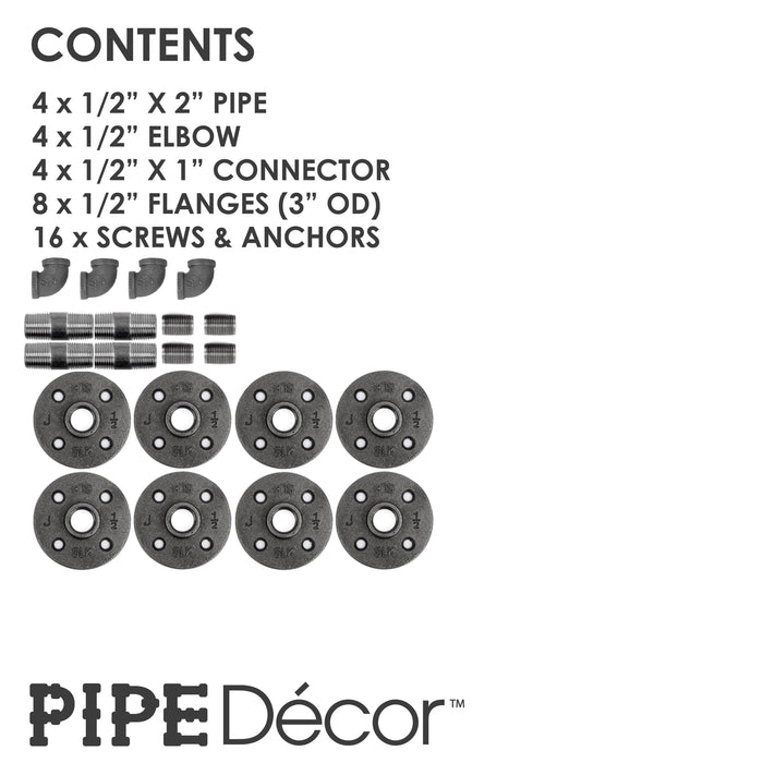 1/2 in. x 3.75 in. Double Flange Shelf Bracket, 4 Pack - Sweatfully