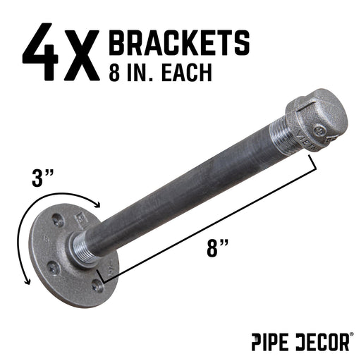1/2 in. x 8 in. Clothing Hanging Bracket Kit, 4-Pack - Sweatfully