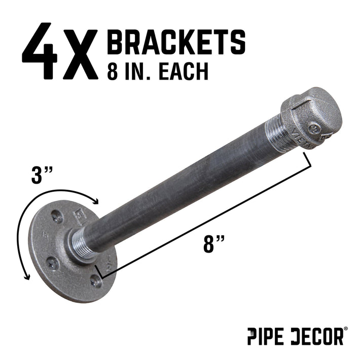 1/2 in. x 8 in. Clothing Hanging Bracket Kit, 4-Pack - Sweatfully