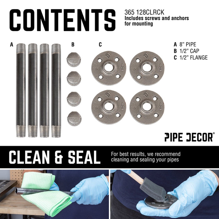 1/2 in. x 8 in. Clothing Hanging Bracket Kit, 4-Pack - Sweatfully
