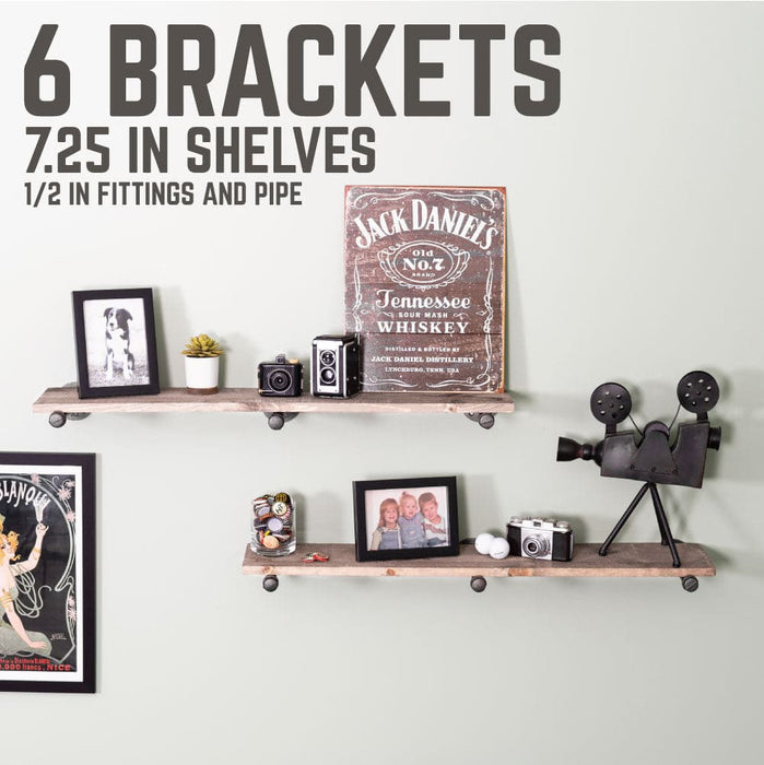 1/2 in. x 8 in. Shelf Bracket Kit, 6 Pack - Sweatfully