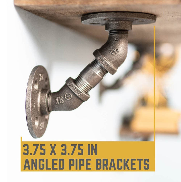 1/2 in. x 2 in. Double Flange Angled Bracket Kit, 4 Pack - Sweatfully