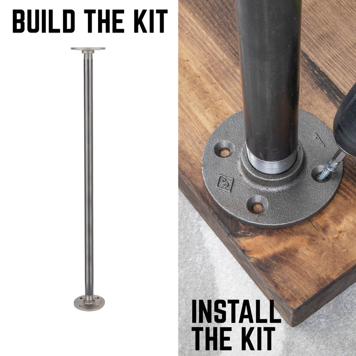 1/2 in. x 24 in. Round Flange Pipe Table Legs - 4 Pack - Sweatfully