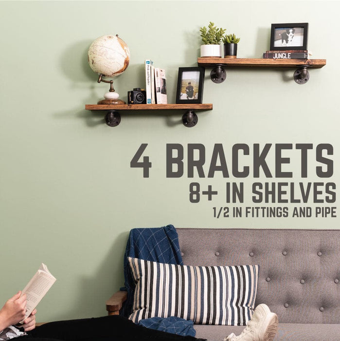 1/2 in. x 4 in. Double Flange Shelf Bracket, 4 Pack - Sweatfully