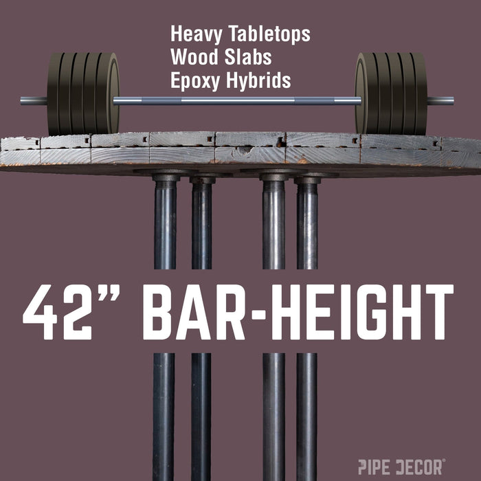 Black Jack Bar Height Pipe Table Legs - Sweatfully
