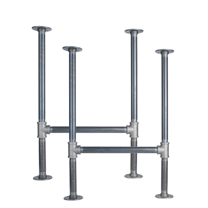 1 in. Heavy Duty H Round Flange Pipe Desk Legs - 2 Pack - Sweatfully