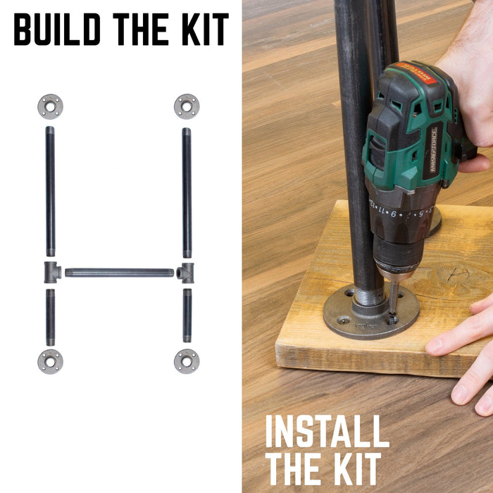 1 in. Heavy Duty H Round Flange Pipe Desk Legs - 2 Pack - Sweatfully