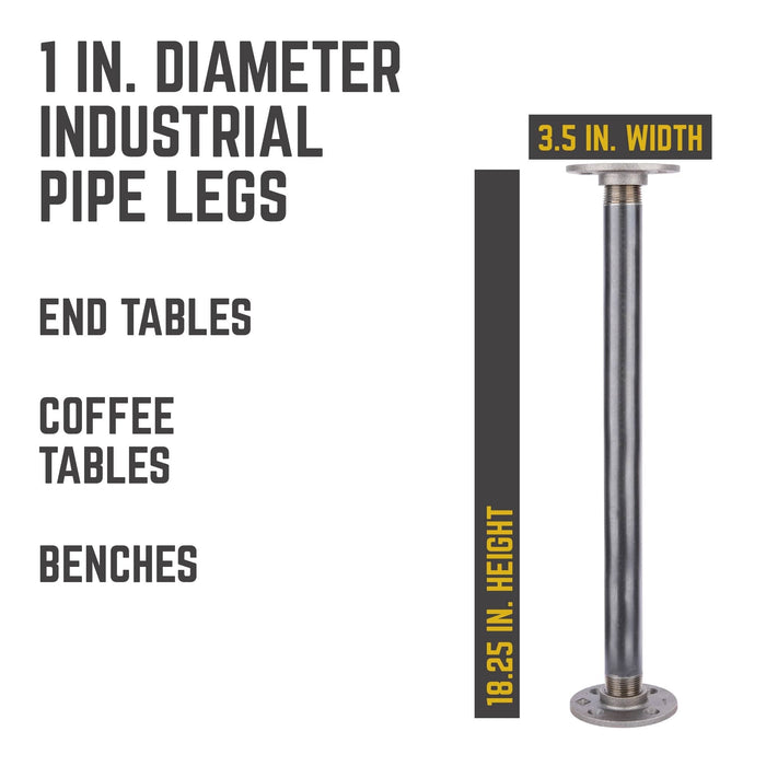 1 in. x 18 in. Round Flange Pipe Table Legs - 4 Pack - Sweatfully
