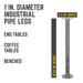 1 in. x 18 in. Round Flange Pipe Table Legs - 4 Pack - Sweatfully