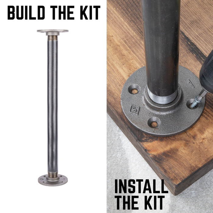 1 in. x 18 in. Round Flange Pipe Table Legs - 4 Pack - Sweatfully