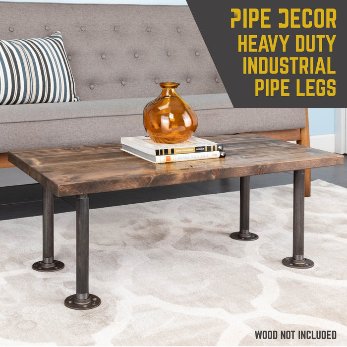 1 in. x 12 in. Round Flange Pipe Table Legs - 4 Pack - Sweatfully