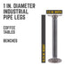 1 in. x 12 in. Round Flange Pipe Table Legs - 4 Pack - Sweatfully